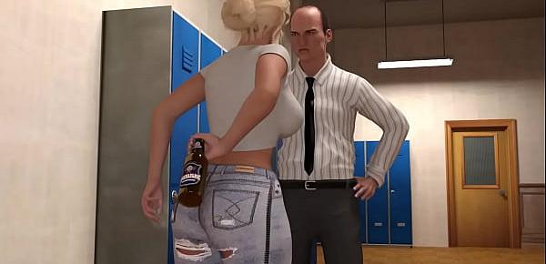  3d cartoon The Professor and female students